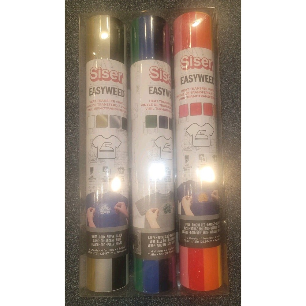 3 Pack- Siser EasyWeed Heat Vinyl Transfer Rainbow Sampler / Brand New + Sealed!